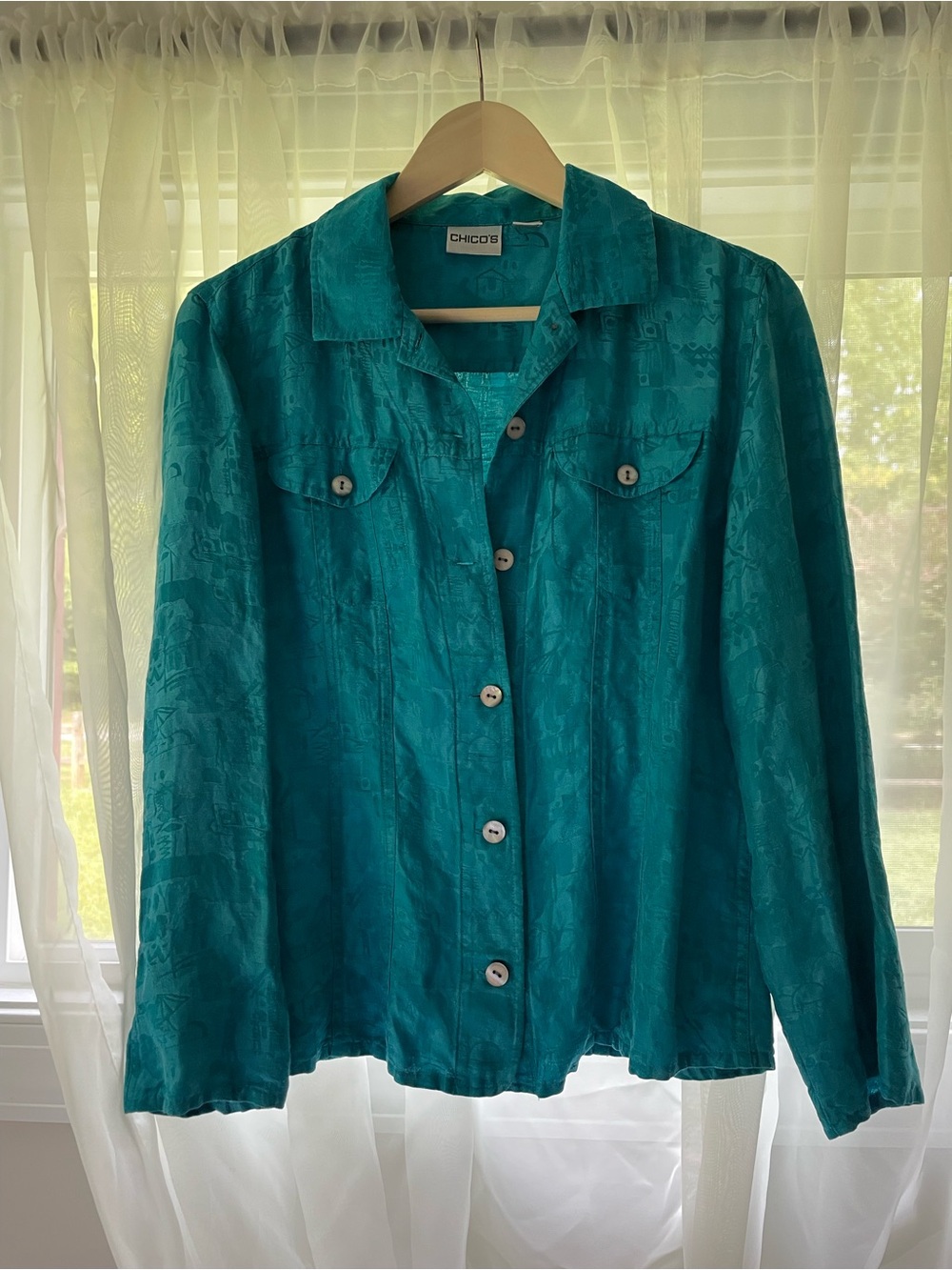 Chico's Teal Button-Front Women's Shirt Jacket